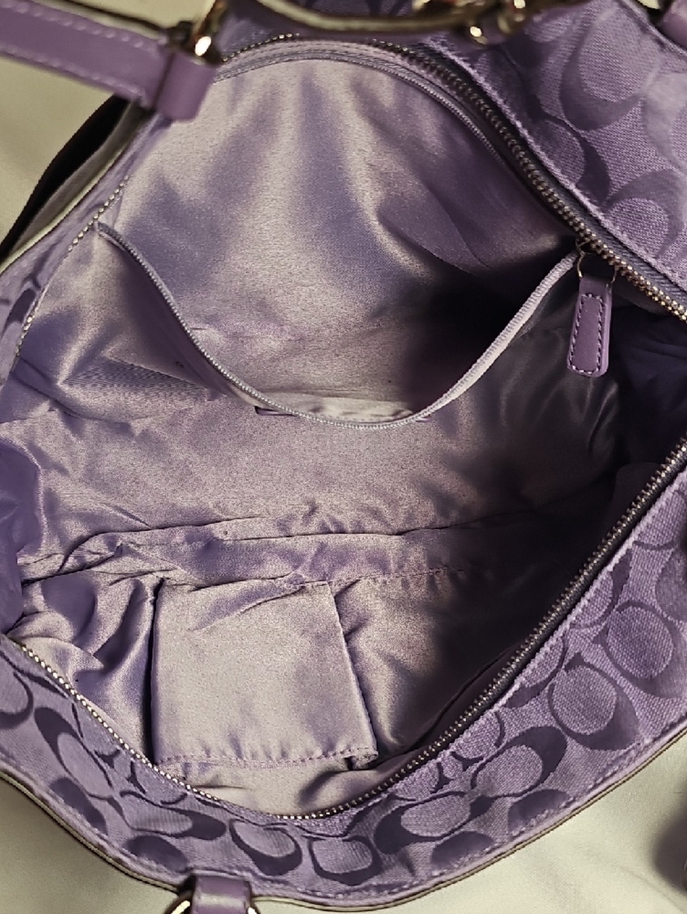 Coach Purple Signature Tote with Matching Wallet and Checkbook Cover - Picture 13 of 16